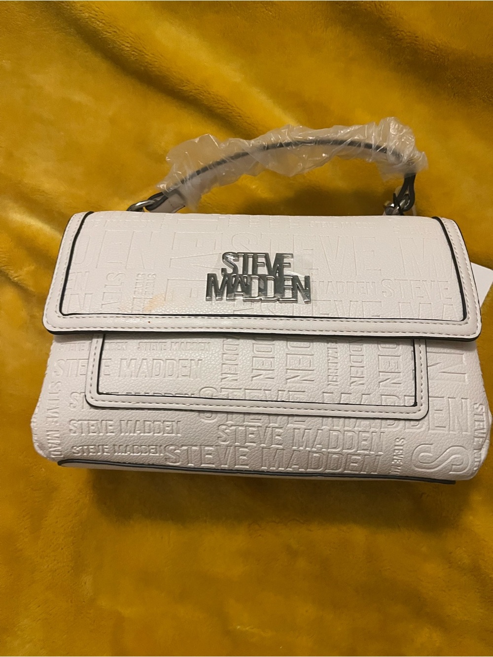 Steve Madden White Embossed Top-Handle Satchel
